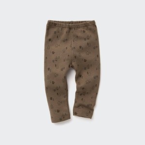 Baby Uniqlo Fleece House Print Leggings Brown | TVLN-43721