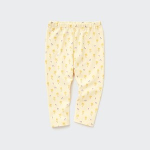 Baby Uniqlo Flower Print Leggings Yellow | MKAZ-93604