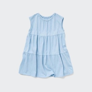 Baby Uniqlo Short Sleeved Dress Blue | ZJCP-80135