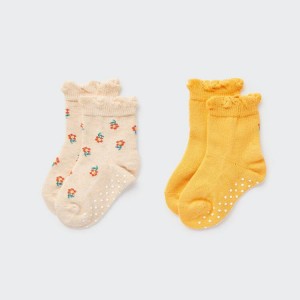 Baby Uniqlo (Two Pairs) Socks Yellow / Beige | PUEJ-32956