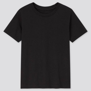 Kids' Uniqlo 100% Cotton Colour Crew Neck (2021 Season) T Shirts Black | RDIW-49627