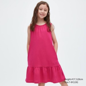 Kids' Uniqlo Airism Cotton Frill Sleeveless Dress Pink | QOMH-85746