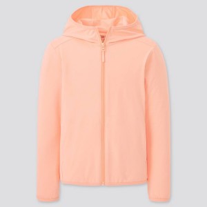 Kids' Uniqlo Airism Uv Protection Mesh (2021 Season) Hoodie Light Orange | DEIX-20576