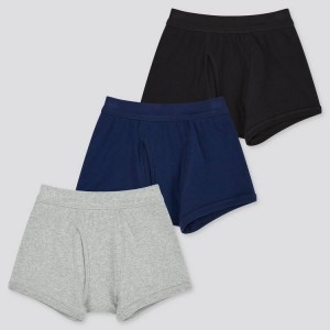 Kids' Uniqlo Boxer (Three Pack) (2021 Season) Underwear Grey / Blue / Black | VJXO-47836