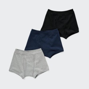 Kids' Uniqlo Boxer (Three Pairs) Underwear Grey / Blue / Black | JVQM-36907