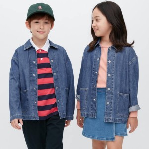 Kids' Uniqlo Denim Overshirt Jackets Blue | SLBT-81307