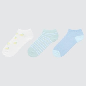 Kids' Uniqlo Fruit Print Short (Three Pairs) Socks White / Blue / Green | JEVH-23759