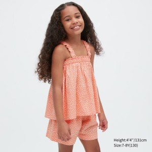 Kids' Uniqlo Gathered Camisole Shirts Light Orange | ILPC-94208