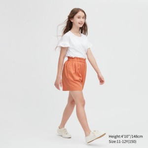 Kids' Uniqlo Linen Blend Easy Shorts Orange | BYRU-12307