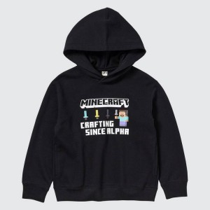 Kids' Uniqlo Minecraft Ut Graphic Sweat Hoodie Black | SEHF-08527