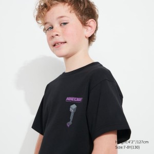 Kids' Uniqlo Minecraft Ut Graphic T Shirts Black | GJYA-24783