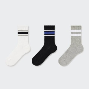 Kids' Uniqlo Regular (Three Pairs) Socks White / Black / Grey | BIEH-87615