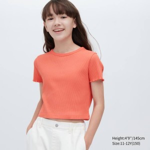 Kids' Uniqlo Ribbed Cropped T Shirts Orange | EMGN-20735