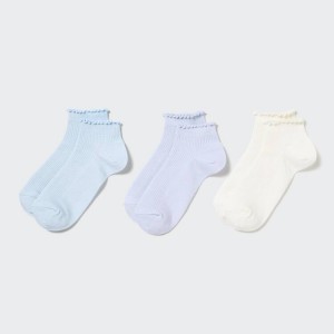 Kids' Uniqlo Short (Three Pairs) Socks Blue / Purple / White | ZKSA-24813