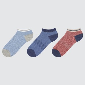 Kids' Uniqlo Short (Three Pairs) Socks Blue / Red | KPDC-23561