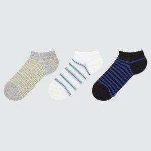 Kids' Uniqlo Short (Three Pairs) Socks Grey / White / Blue | KXGU-07416