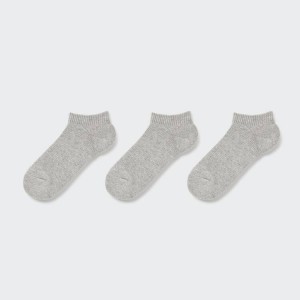 Kids' Uniqlo Short (Three Pairs) Socks Grey | EDWX-13594