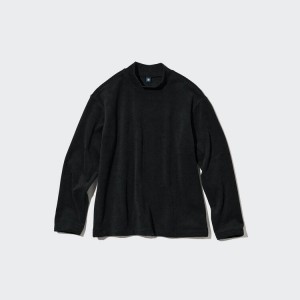 Kids' Uniqlo Soft Fleece High Neck Long Sleeved Tops Black | HIEY-16437