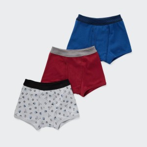 Kids' Uniqlo Sports Boxer (Three Pairs) Underwear Grey / Red / Blue | JKTI-04158