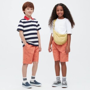 Kids' Uniqlo Stretch Printed Easy Shorts Orange | RUSE-96013