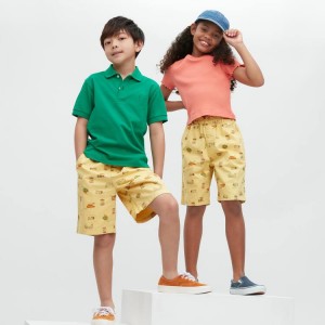 Kids' Uniqlo Stretch Printed Easy Shorts Yellow | ZLQC-50972