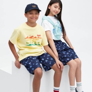 Kids' Uniqlo Stretch Printed Easy Shorts Navy | BGZN-29546