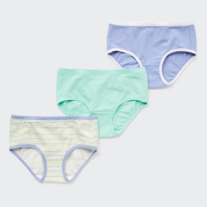 Kids' Uniqlo Striped Hiphugger (Three Pairs) Underwear Blue / Green | TMLV-68210