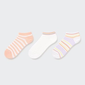 Kids' Uniqlo Striped Short (Three Pairs) Socks Light Orange / White | VWUR-25947