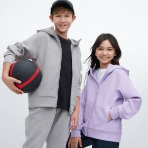 Kids' Uniqlo Ultra Stretch Dry Sweat Zipped Hoodie Grey | STFQ-90165