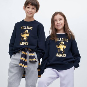 Kids' Uniqlo Ultra Stretch Sweatshirts Navy | UWKB-35174