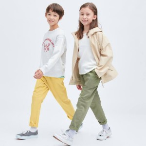 Kids' Uniqlo Ultra Stretch Tapered Trousers Yellow | MCRT-08369