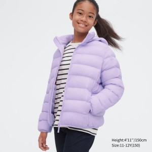 Kids' Uniqlo Warm Padded Washable Hooded Parka Purple | BQAC-73014