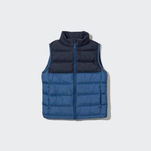 Kids' Uniqlo Warm Padded Washable Vest Blue | NHAE-74326