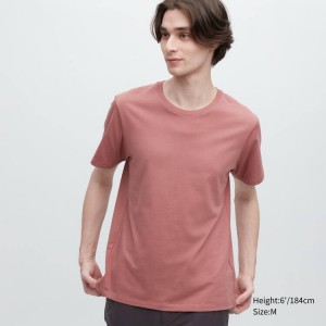 Men's Uniqlo 100% Supima Cotton Crew Neck Short Sleeved T Shirts Red | LUMQ-86014