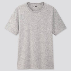 Men's Uniqlo 100% Supima Cotton Crew Neck (2021 Season) T Shirts Grey | CTJK-15094