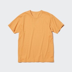 Men's Uniqlo Airism Cotton Crew Neck T Shirts Orange | ROEP-05839