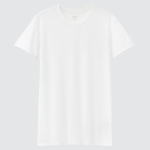 Men's Uniqlo Airism Crew Neck T Shirts White | MOVD-21607