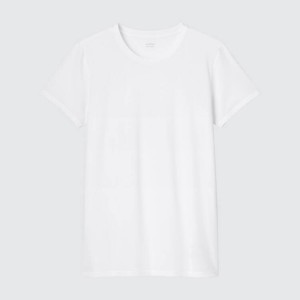 Men's Uniqlo Airism Dry-ex Mesh Crew Neck Short Sleeved T Shirts White | FKPI-67295