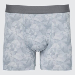 Men's Uniqlo Airism Geometric Boxers Underwear Grey | AVKD-32761