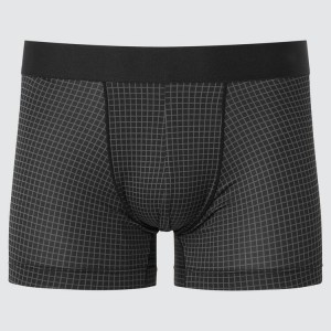 Men's Uniqlo Airism Low Rise Checked Boxers Underwear Black | YBMP-20375