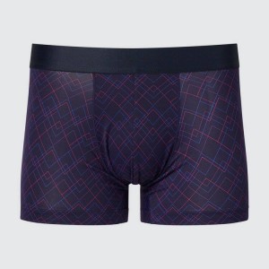 Men's Uniqlo Airism Low Rise Printed Boxers Underwear Navy | NGFK-71052