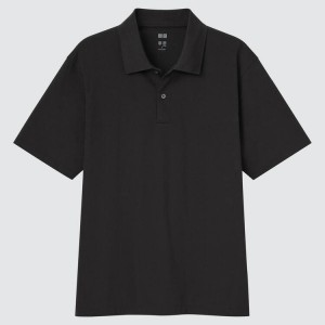 Men's Uniqlo Airism Polo Shirts Black | PTDG-43195