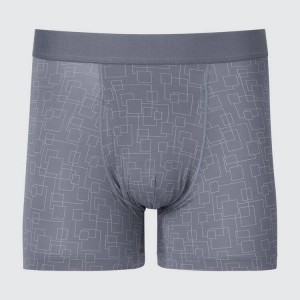 Men's Uniqlo Airism Printed Boxers Underwear Grey | TRAZ-74651