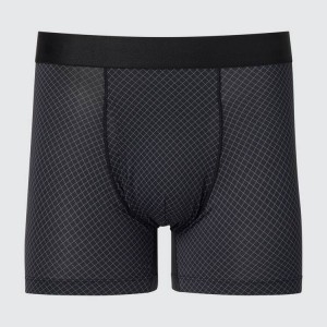 Men's Uniqlo Airism Printed Boxers Underwear Black | IOCP-79532