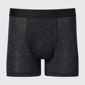 Men's Uniqlo Airism Printed Boxers Underwear Black | GFAX-51987