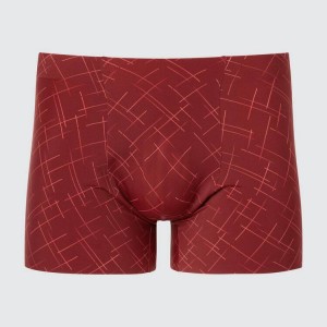 Men's Uniqlo Airism Seamless Printed Boxers Underwear Red | OLAI-03846