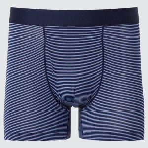 Men's Uniqlo Airism Striped Boxers Underwear Navy | JWSB-79284