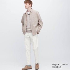 Men's Uniqlo Airsense Ultra Light Cotton-like (Long) Trousers White | WDTB-92670