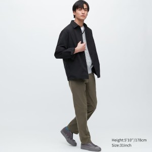 Men's Uniqlo Airsense Ultra Light Cotton-look Trousers Olive | JZFP-36784