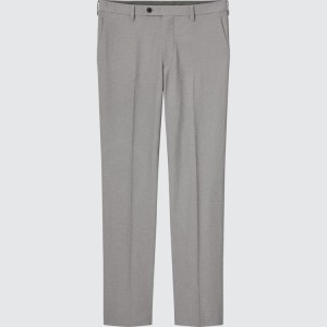 Men's Uniqlo Airsense Ultra Light Houndstooth Trousers Grey | THAU-06751